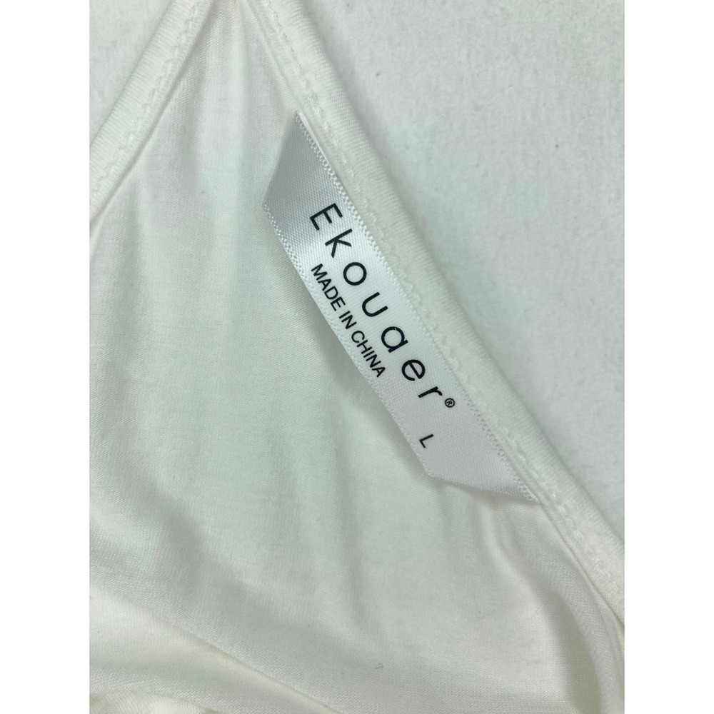 Ekouaer Womens Night Tank Dress Large Cream Adjustable Racerback Strap Sleepwear - Picture 2 of 4